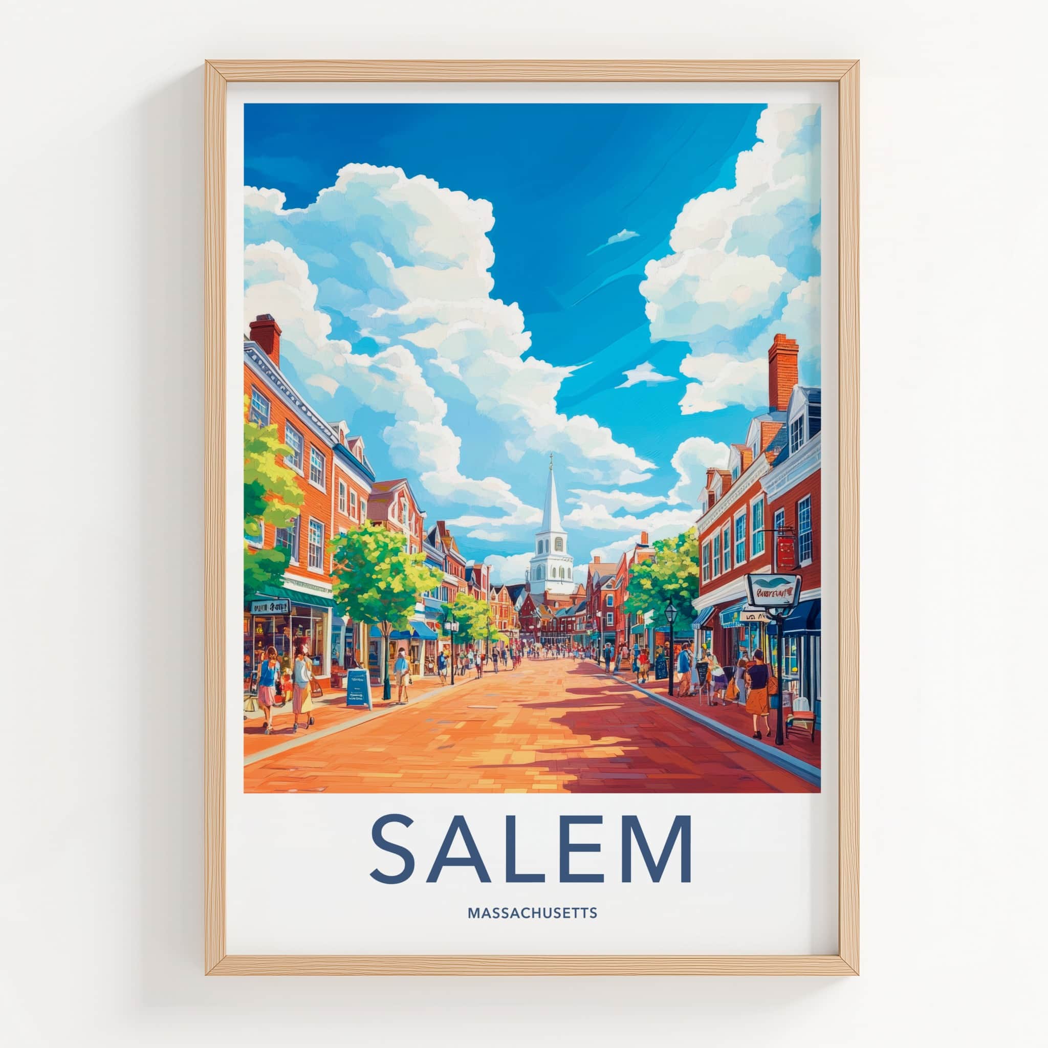 Salem Poster - Massachusetts Wall Art - Lively Town Street Home Decor