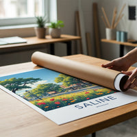 Saline Poster - Michigan Travel Print - Town Clock Tower Gallery Art
