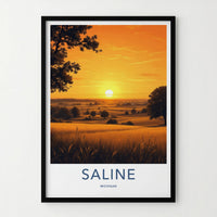 Saline Poster - Michigan Wall Art - Golden Fields Sunset Home Decor