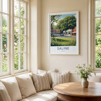 Saline Poster - Michigan Wall Art - Idyllic Downtown Scene Home Decor
