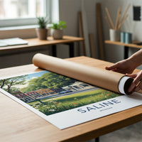 Saline Poster - Michigan Wall Art - Idyllic Downtown Scene Home Decor
