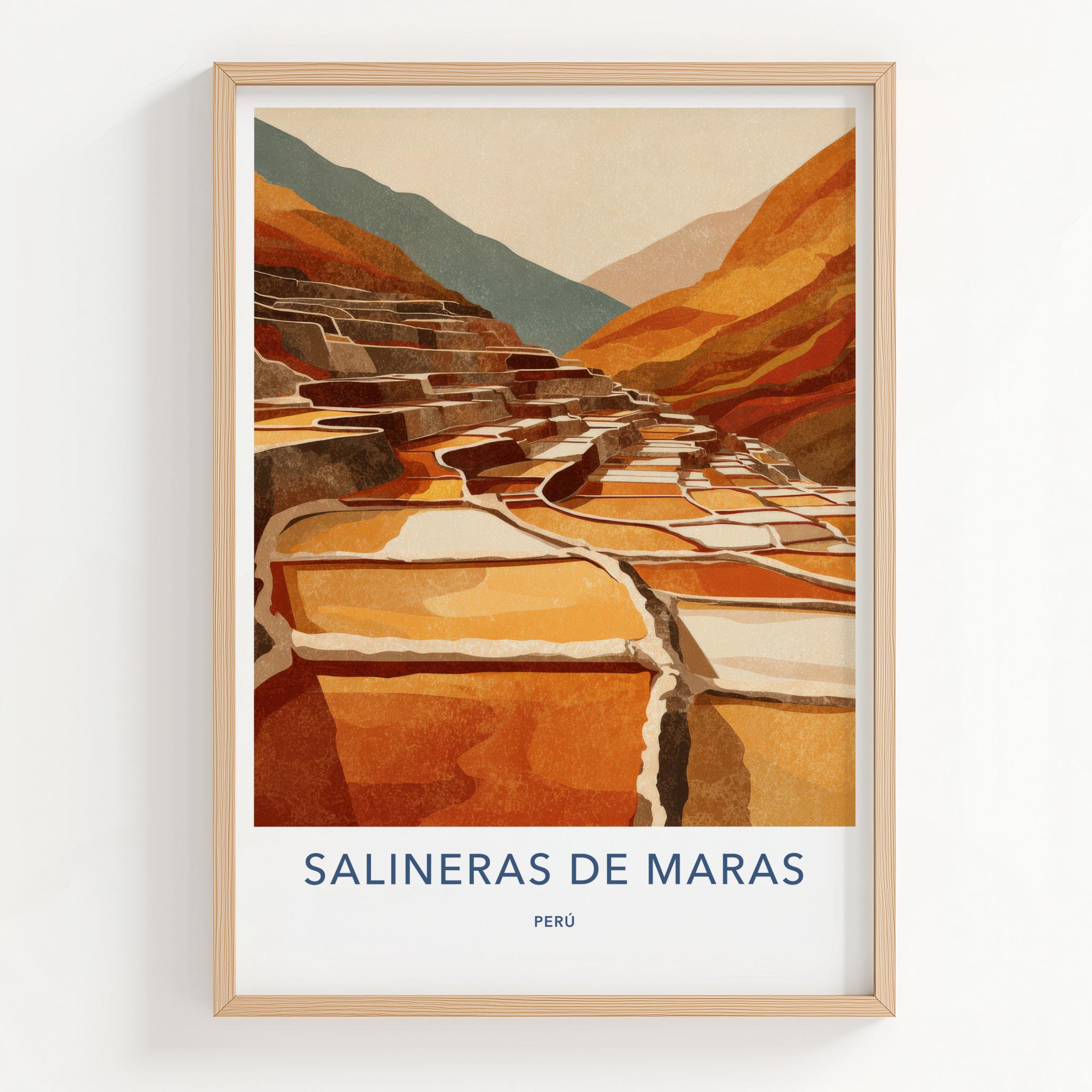 Salineras De Maras Poster - Peru Travel Art - Terraced Salt Ponds Home Decor