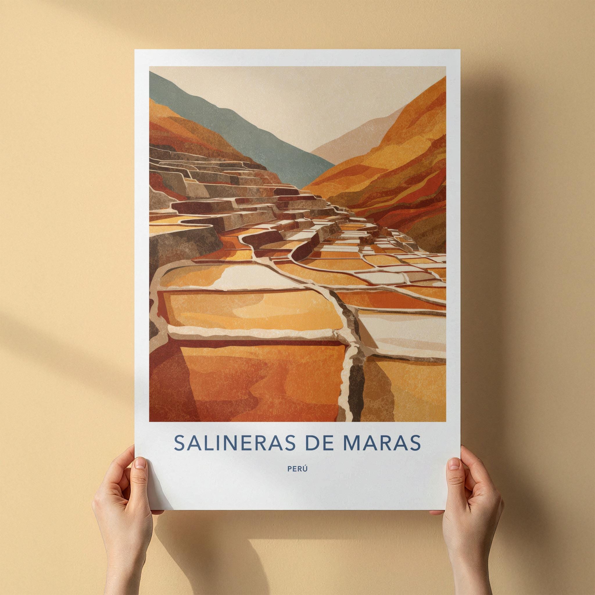 Salineras De Maras Poster - Peru Travel Art - Terraced Salt Ponds Home Decor