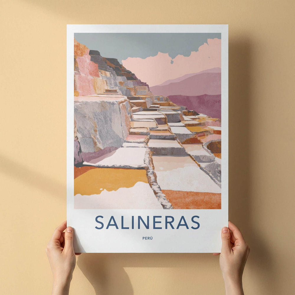 Salineras Poster - Peru Travel Art - Andean Salt Terraces Wall Decor