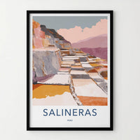 Salineras Poster - Peru Travel Art - Andean Salt Terraces Wall Decor