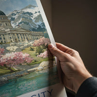 Salt Lake City Poster - Utah Wall Art - Blossoms Lake Capitol Home Decor