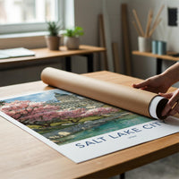 Salt Lake City Poster - Utah Wall Art - Blossoms Lake Capitol Home Decor