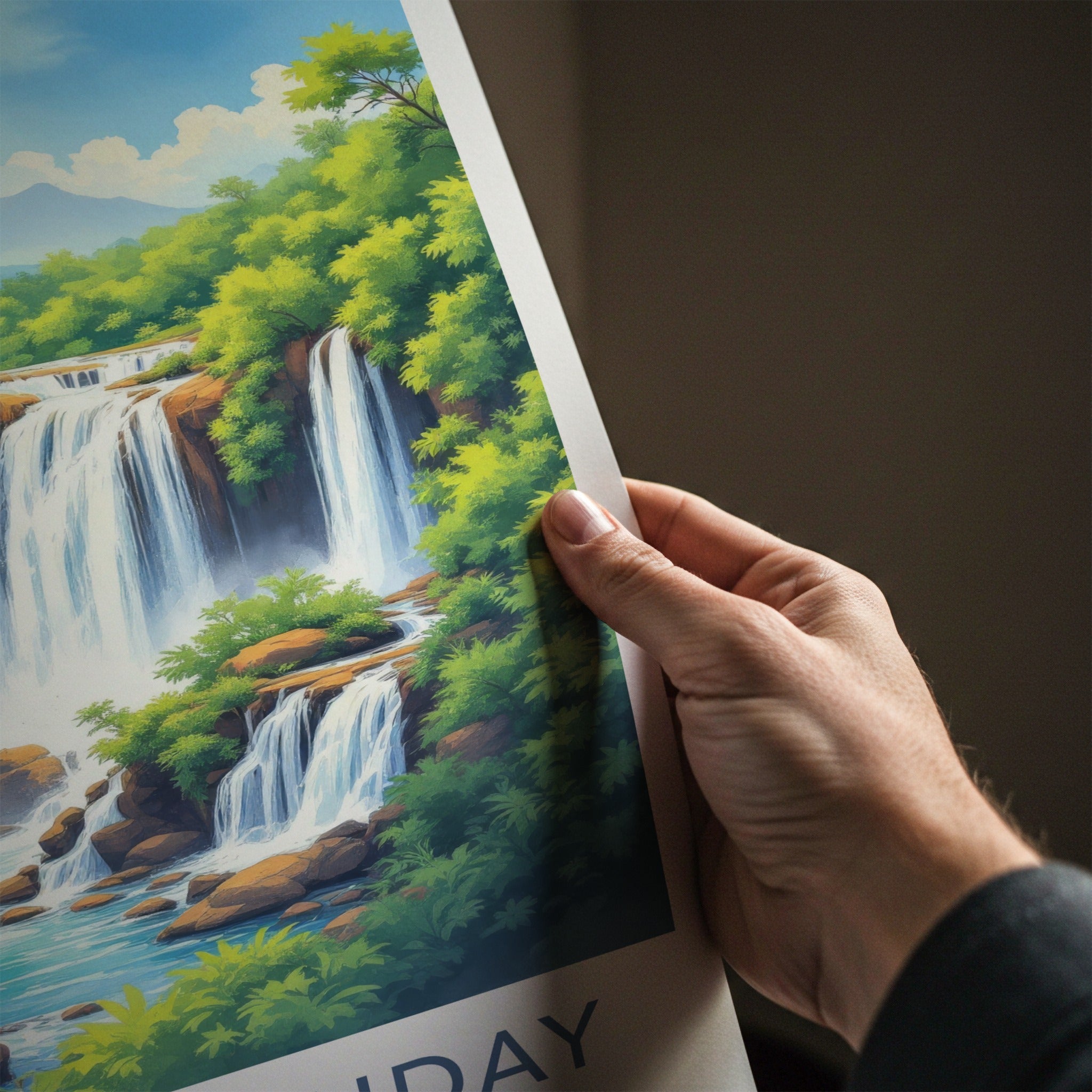 Salto Monday Poster - Paraguay Travel Art - Cascading Jungle Falls Wall Decor