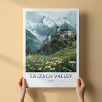 Salzach Valley Poster - Austria Travel Art - Alpine Castle Meadow Home Decor