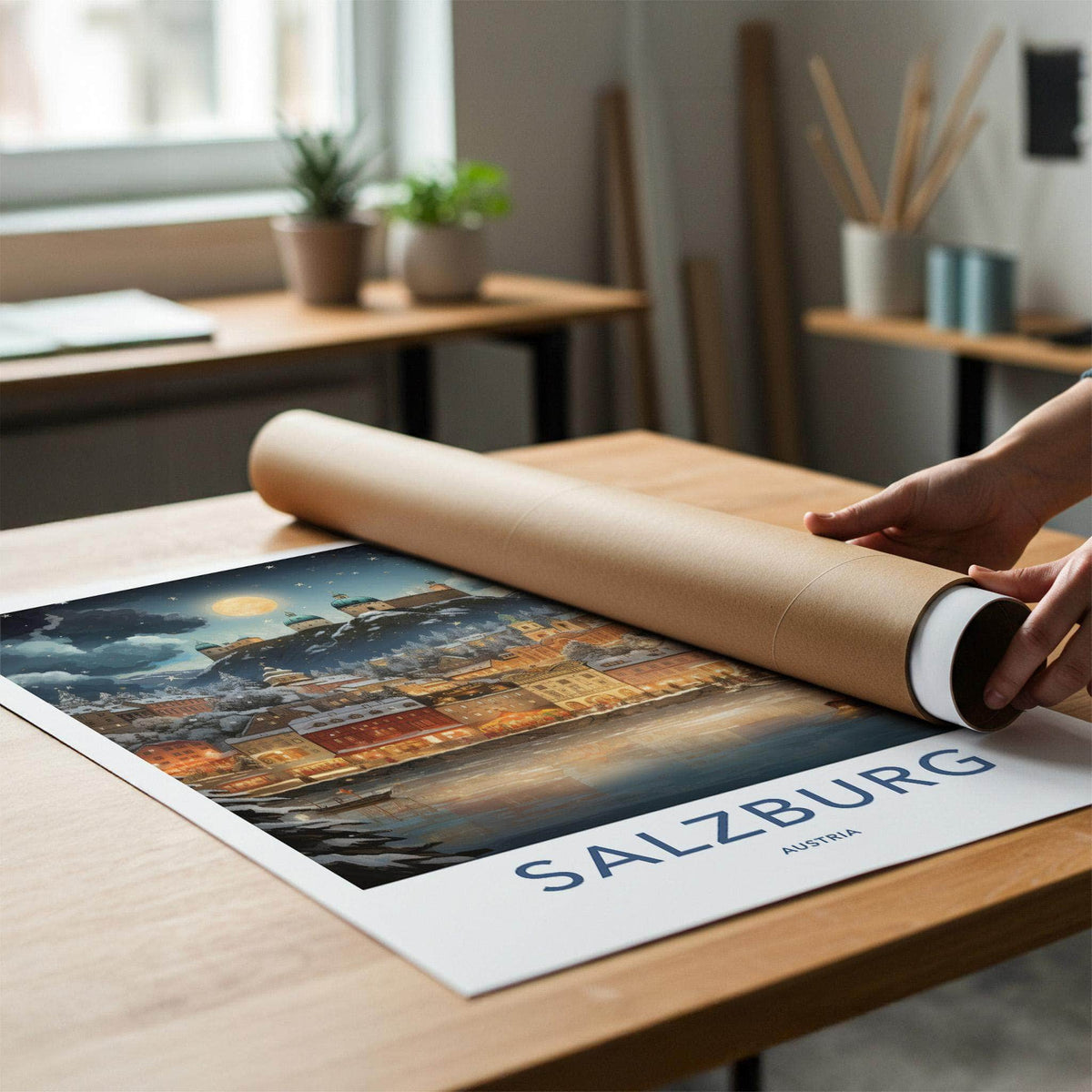 Salzburg Poster - Alpine Landscape Art Featuring Mozart Birthplace