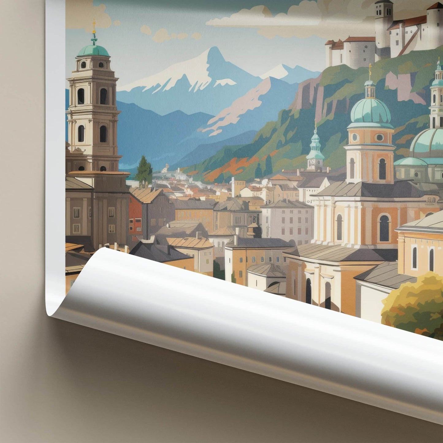Salzburg Poster - Austria Travel Art - Historic City Mountains Home Decor