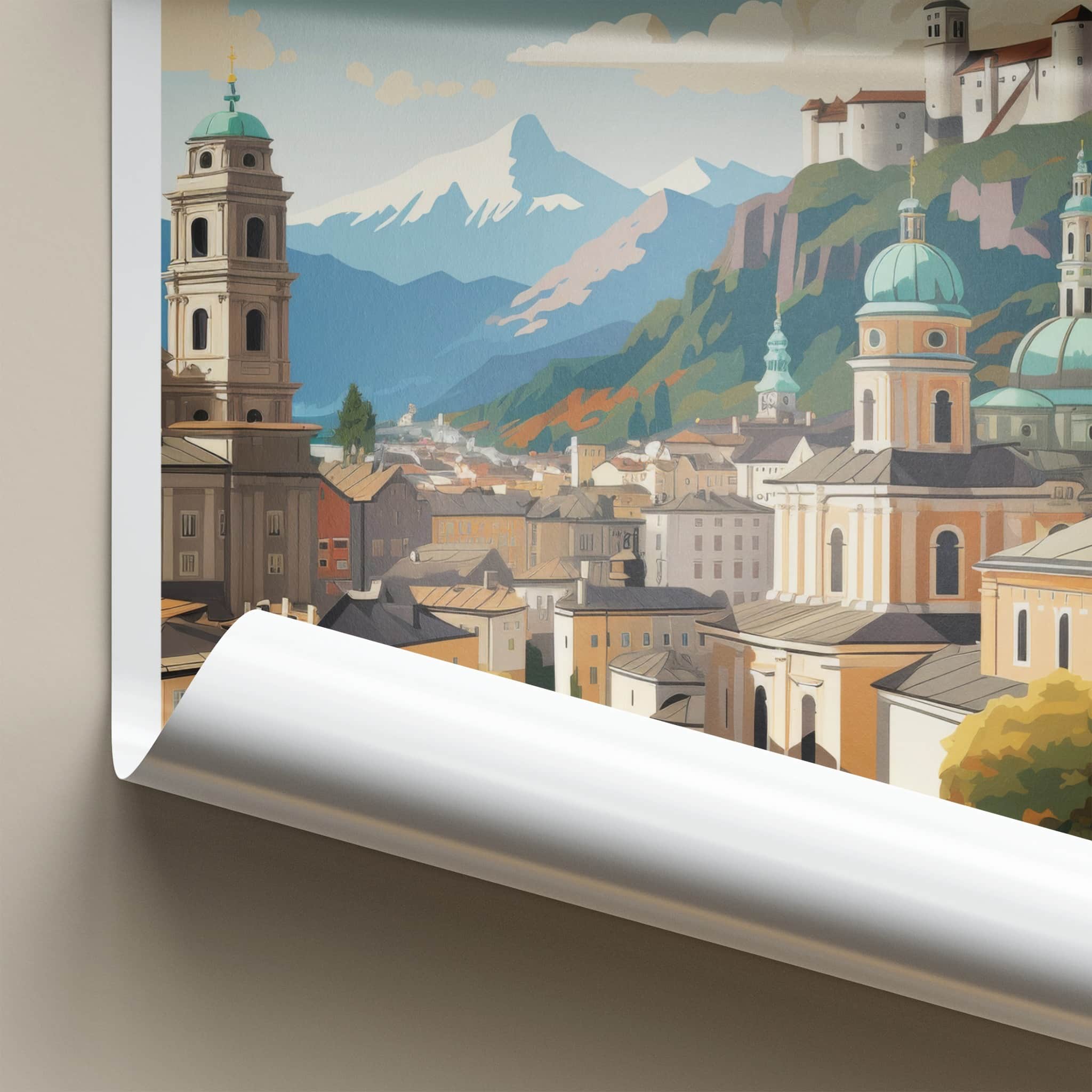 Salzburg Poster - Austria Travel Art - Historic City Mountains Home Decor