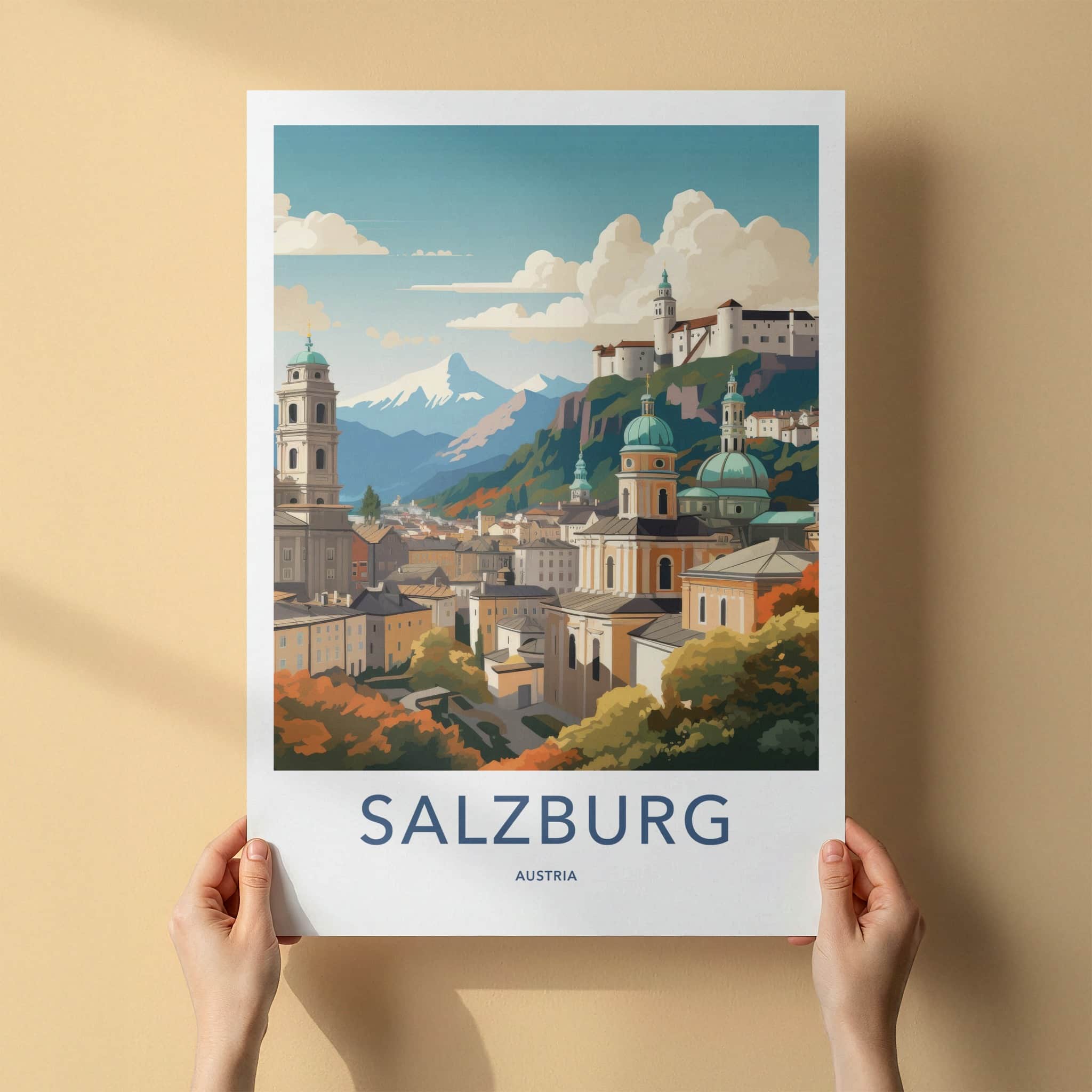 Salzburg Poster - Austria Travel Art - Historic City Mountains Home Decor