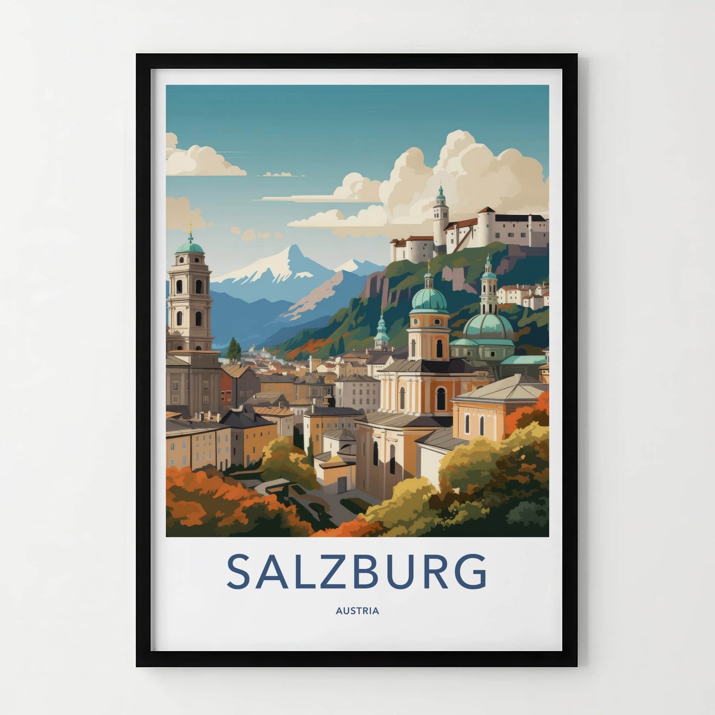 Salzburg Poster - Austria Travel Art - Historic City Mountains Home Decor
