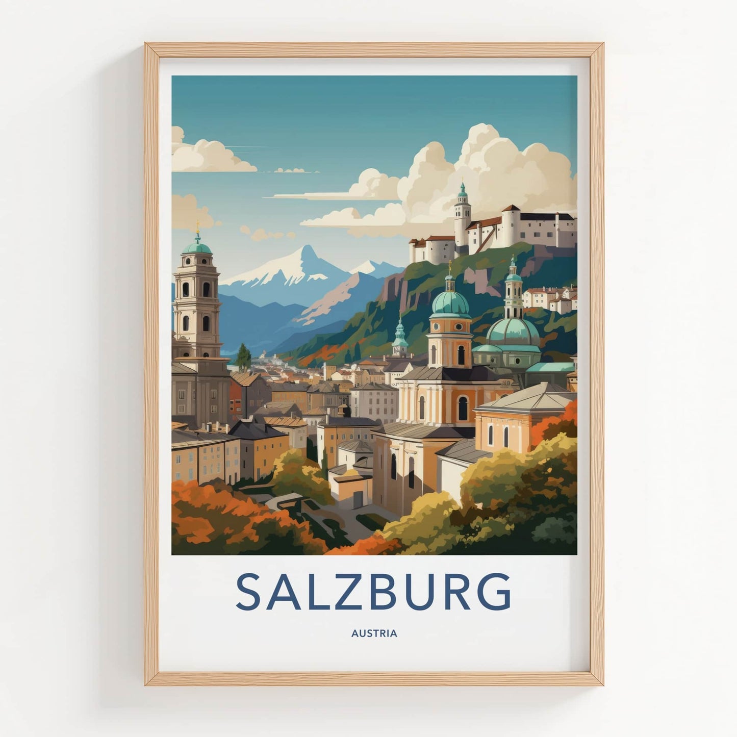 Salzburg Poster - Austria Travel Art - Historic City Mountains Home Decor