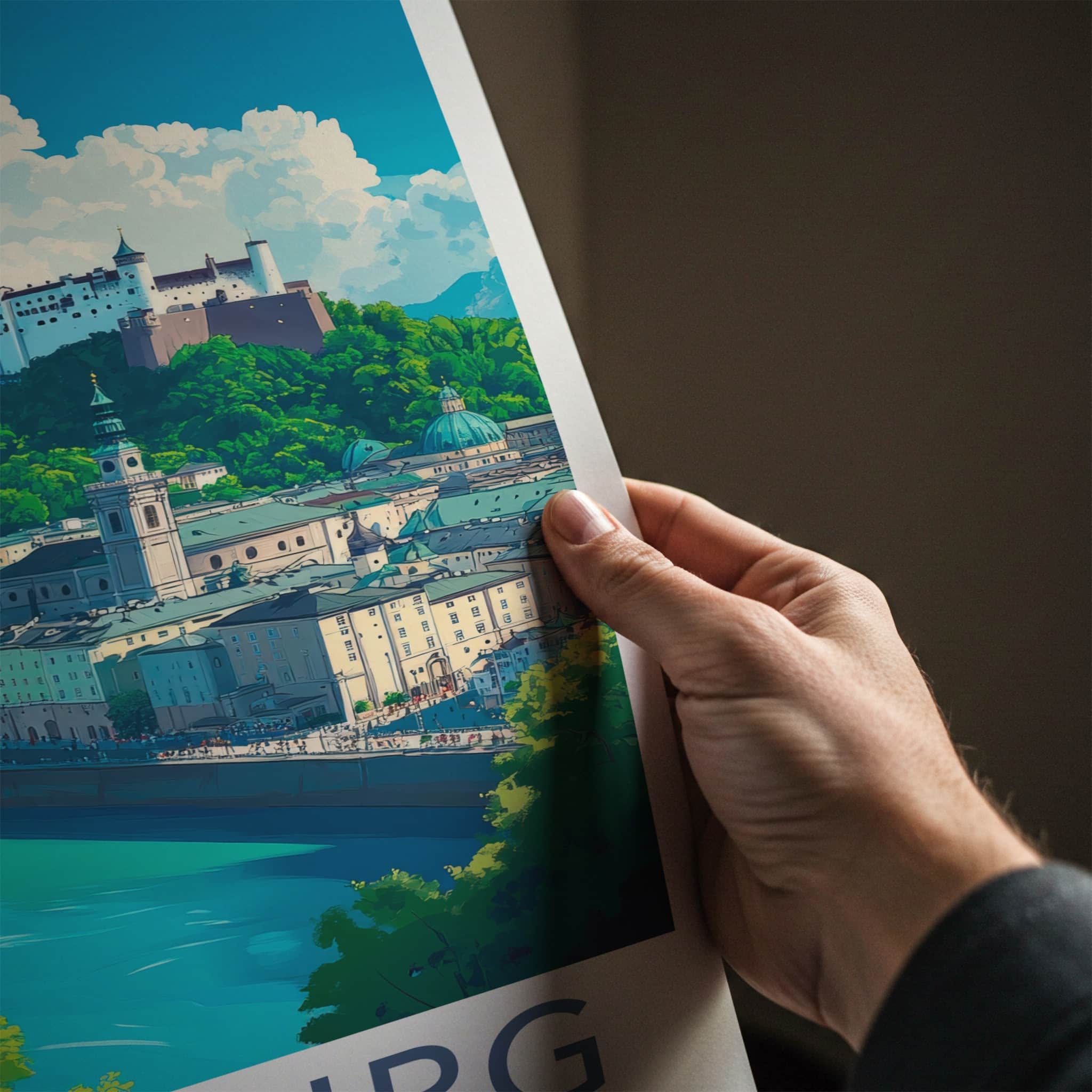 Salzburg Poster - Austria Travel Art - Historic River City Home Decor
