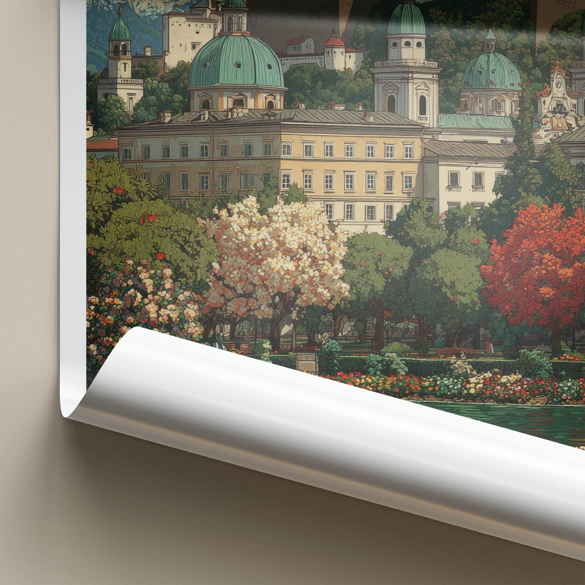 Salzburg Poster - Austria Travel Art - Mountain City Lake Home Decor