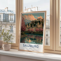 Salzburg Poster - Austria Travel Art - Pink Blossoms Reflection Home Decor