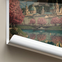 Salzburg Poster - Austria Travel Art - Pink Blossoms Reflection Home Decor