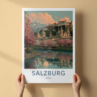 Salzburg Poster - Austria Travel Art - Pink Blossoms Reflection Home Decor