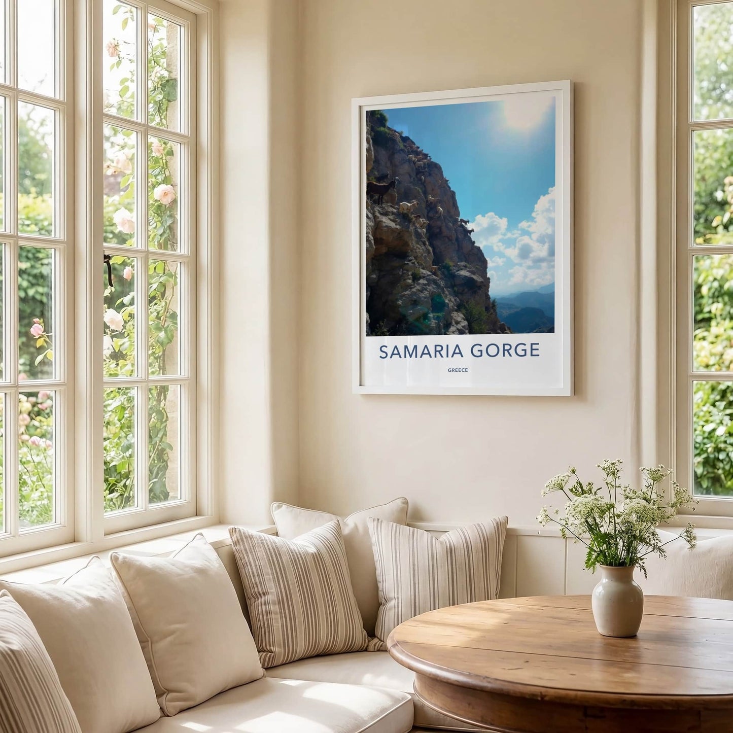 Samaria Gorge Poster - Greece Travel Art - Wild Goats Climb Home Decor