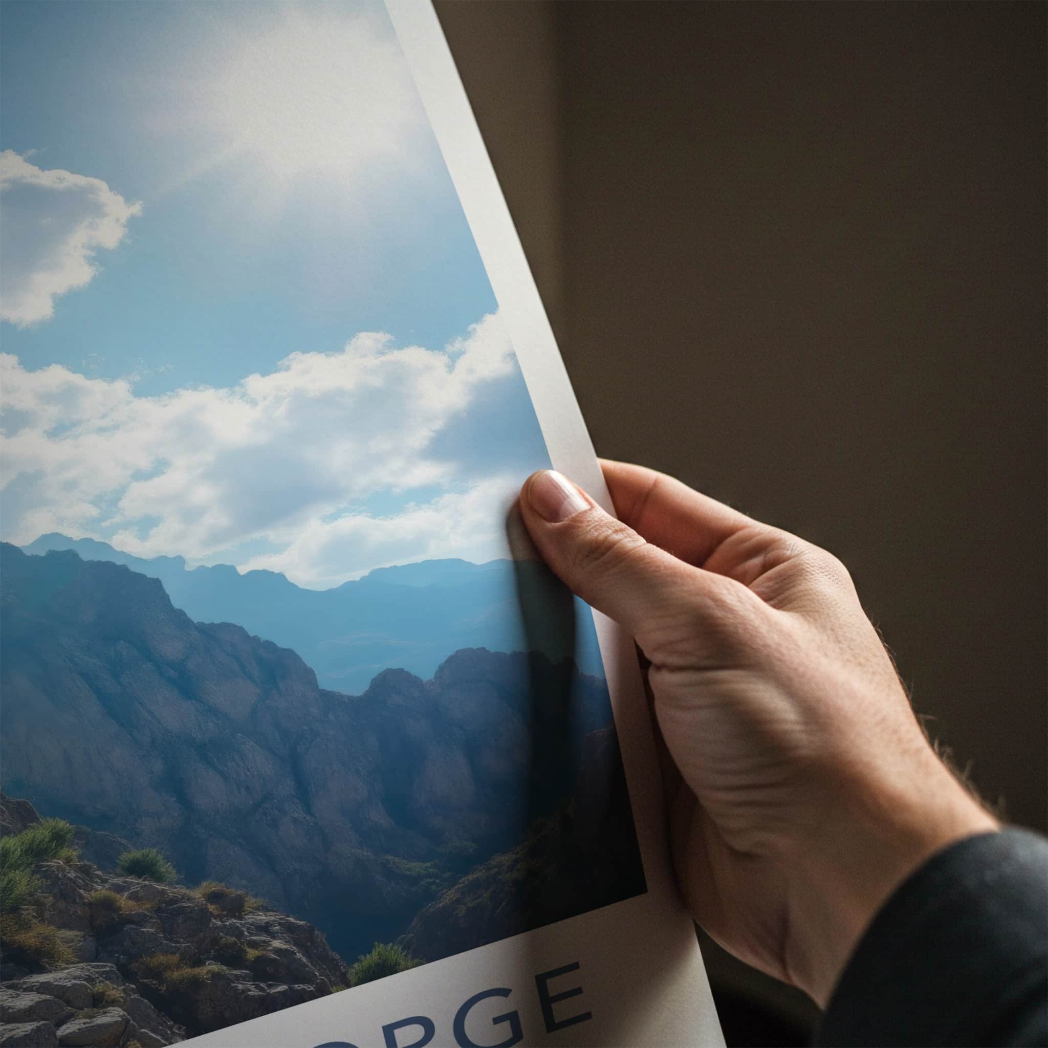 Samaria Gorge Poster - Greece Travel Print - Sunlit Mountain Goats Home Decor