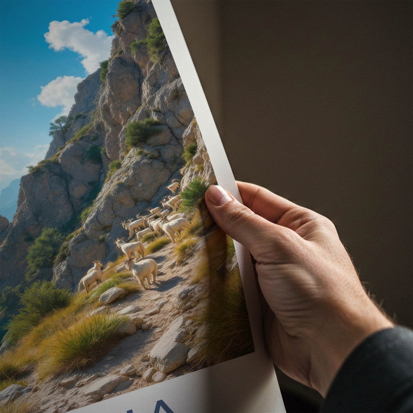 Samaria National Park Poster - Greece Travel Art - Goats Rocky Slope Wall Decor