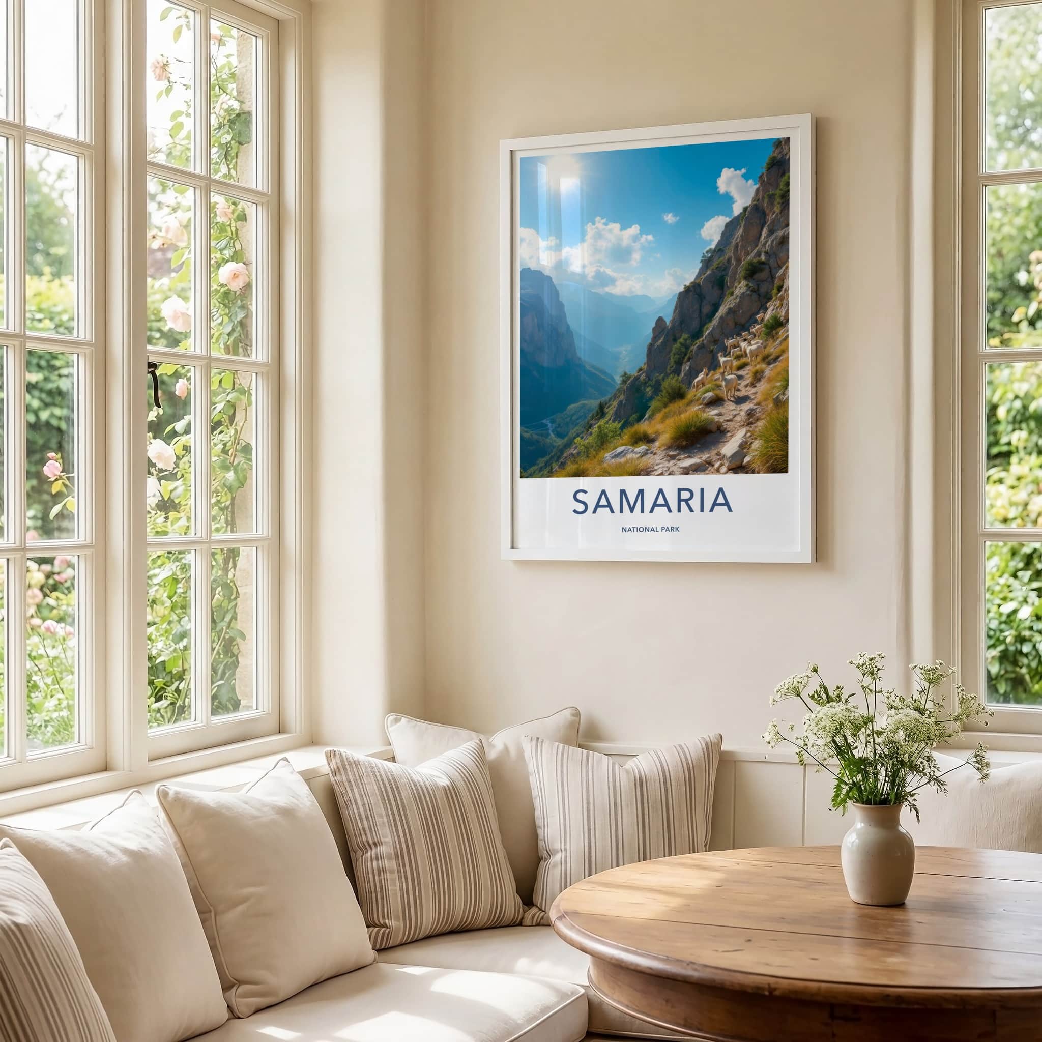 Samaria National Park Poster - Greece Travel Art - Goats Rocky Slope Wall Decor