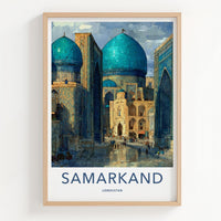 Samarkand Poster - Uzbekistan Travel Art - Grand Blue Architecture Home Decor