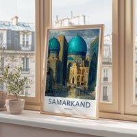 Samarkand Poster - Uzbekistan Travel Art - Grand Blue Architecture Home Decor