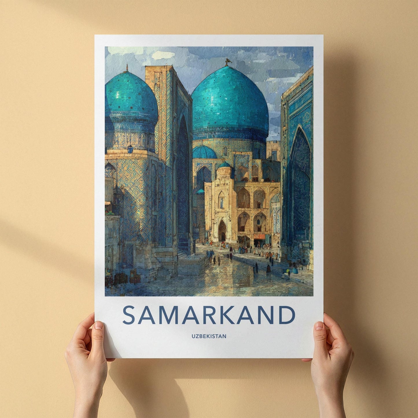 Samarkand Poster - Uzbekistan Travel Art - Grand Blue Architecture Home Decor