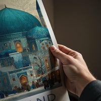 Samarkand Poster - Uzbekistan Travel Art - Ornate Blue Domes Home Decor