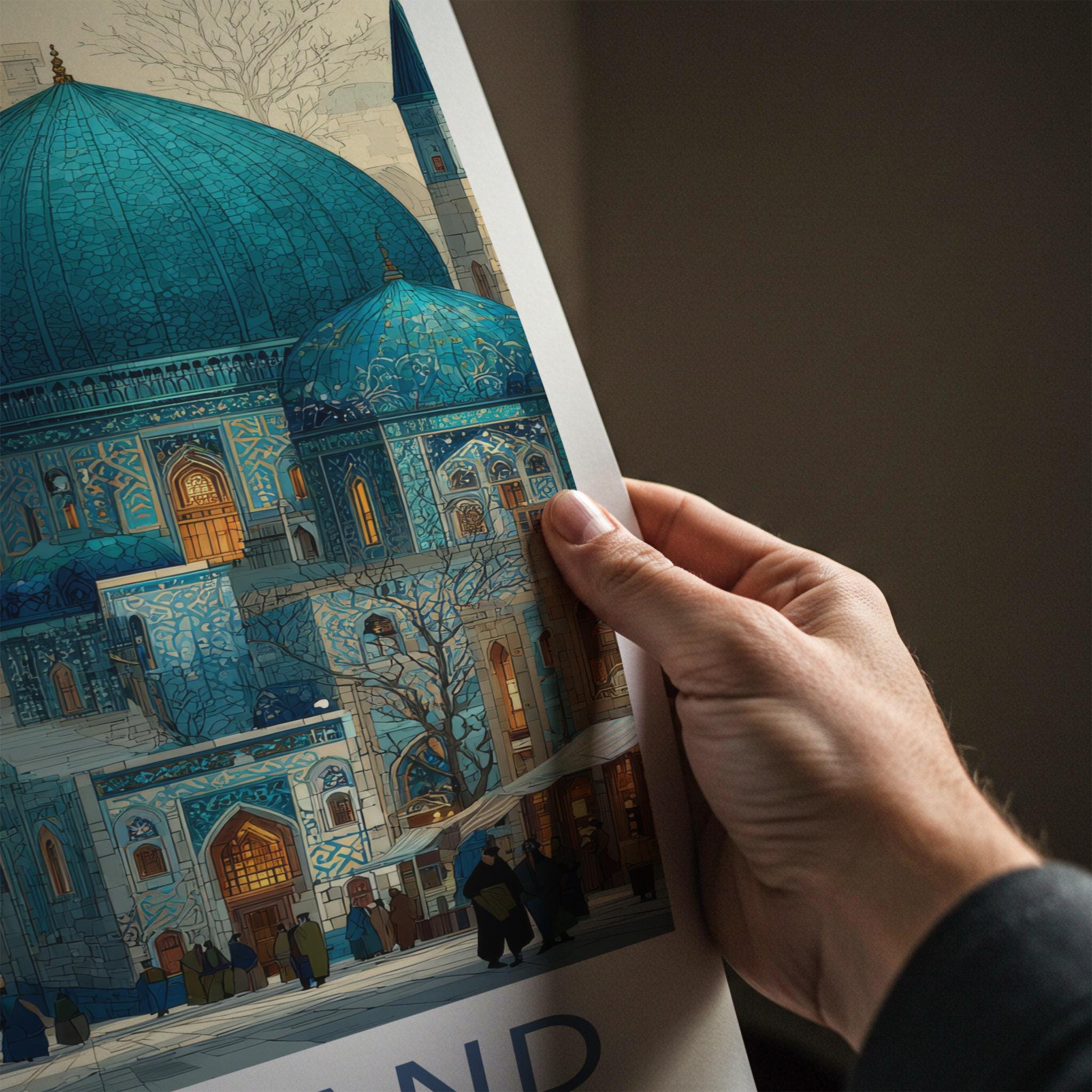 Samarkand Poster - Uzbekistan Travel Art - Ornate Blue Domes Home Decor