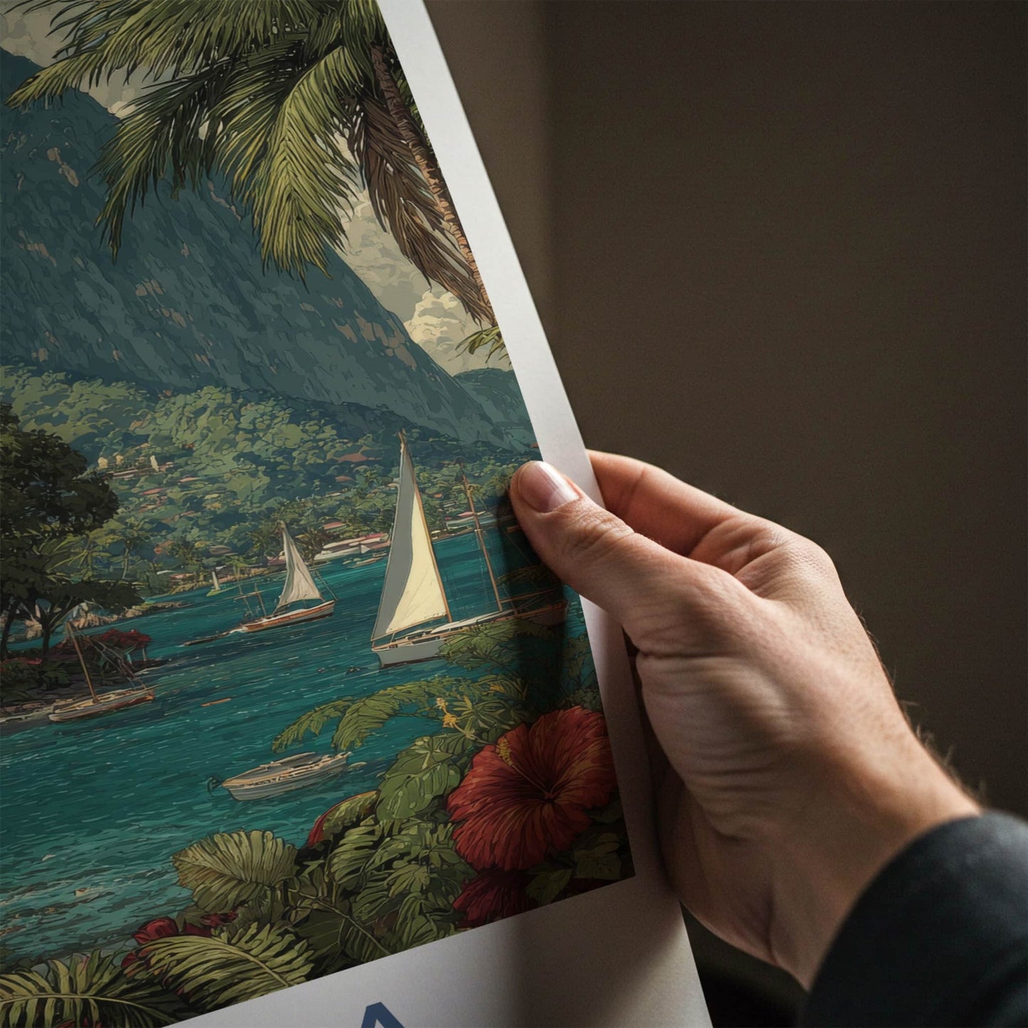 Samoa Poster - Polynesia Framed Art - Mountain Bay Boats Gallery Art