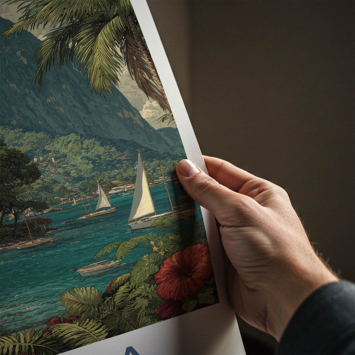 Samoa Poster - Polynesia Framed Art - Mountain Bay Boats Gallery Art