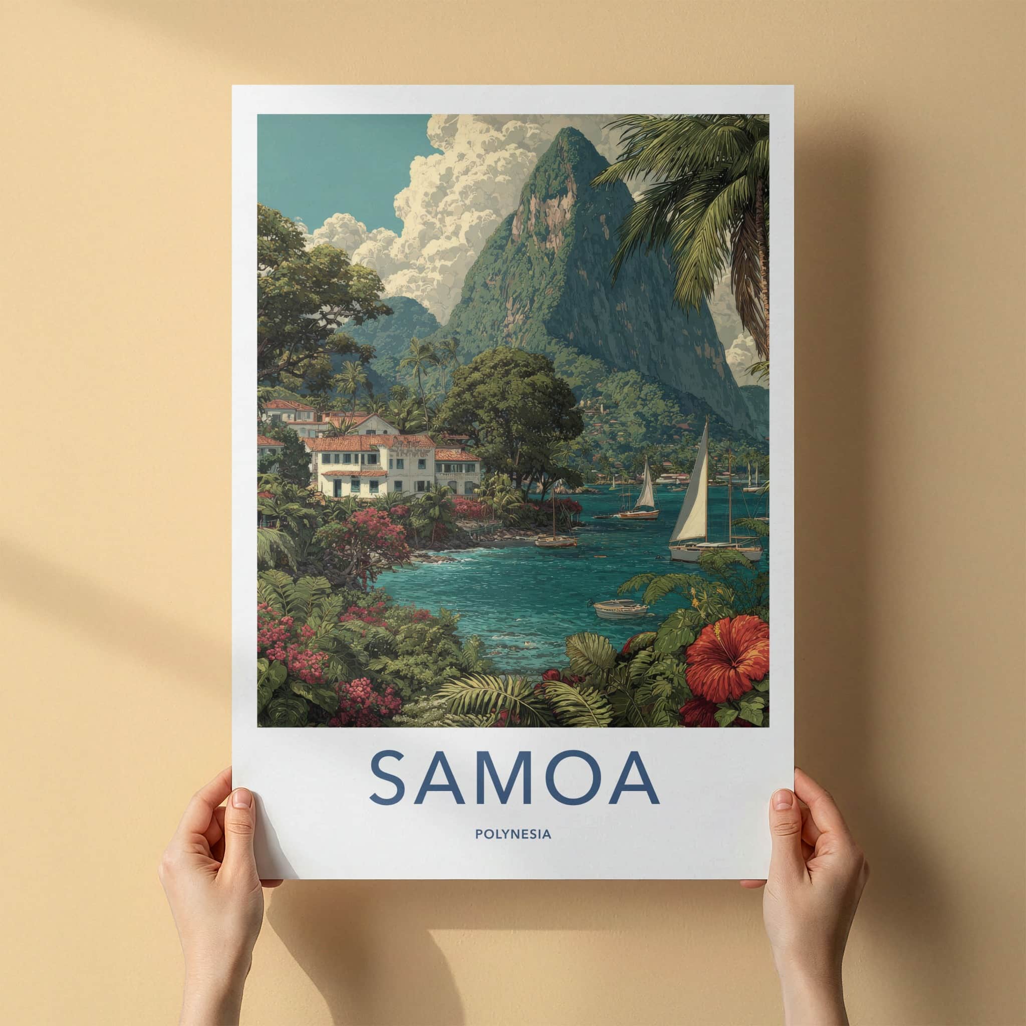 Samoa Poster - Polynesia Framed Art - Mountain Bay Boats Gallery Art