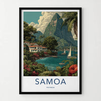 Samoa Poster - Polynesia Framed Art - Mountain Bay Boats Gallery Art
