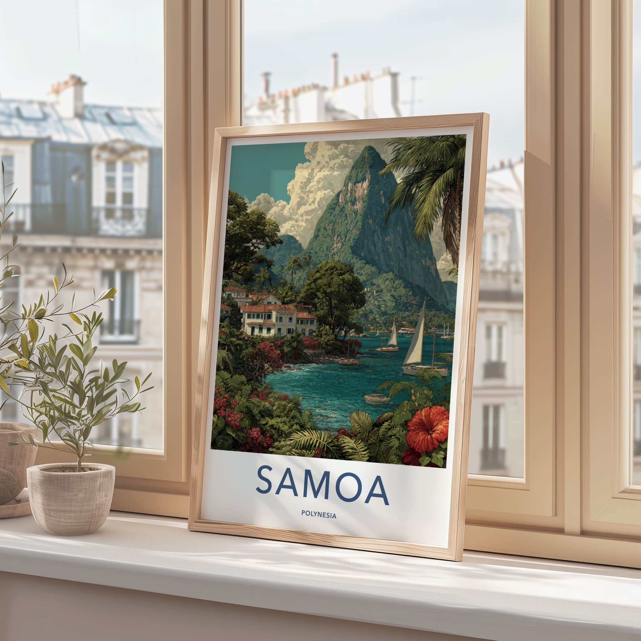 Samoa Poster - Polynesia Framed Art - Mountain Bay Boats Gallery Art