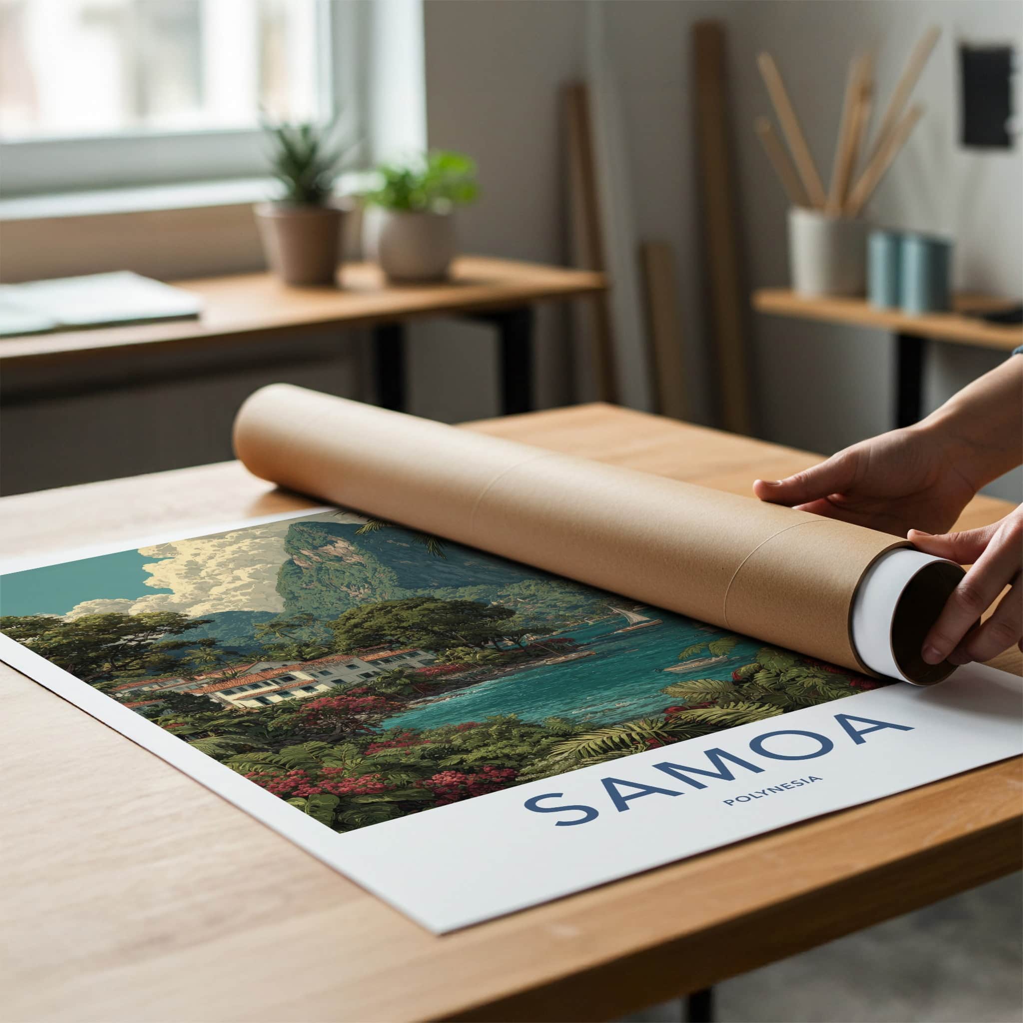 Samoa Poster - Polynesia Framed Art - Mountain Bay Boats Gallery Art