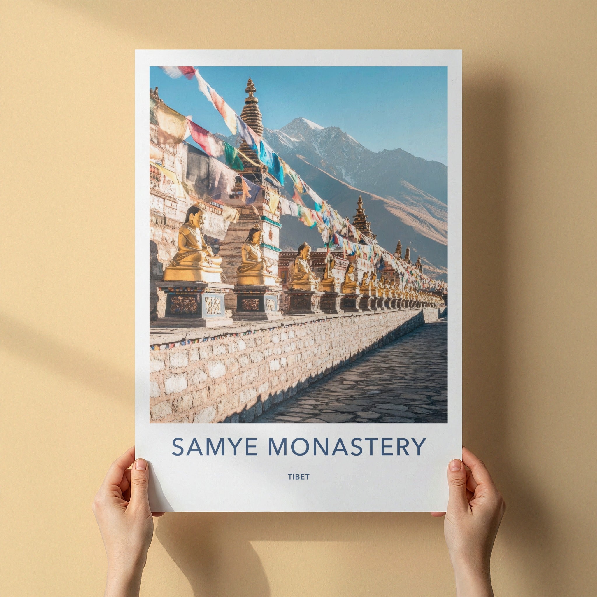 Samye Monastery Poster - Tibet Travel Art - Golden Buddha Statues Home Decor