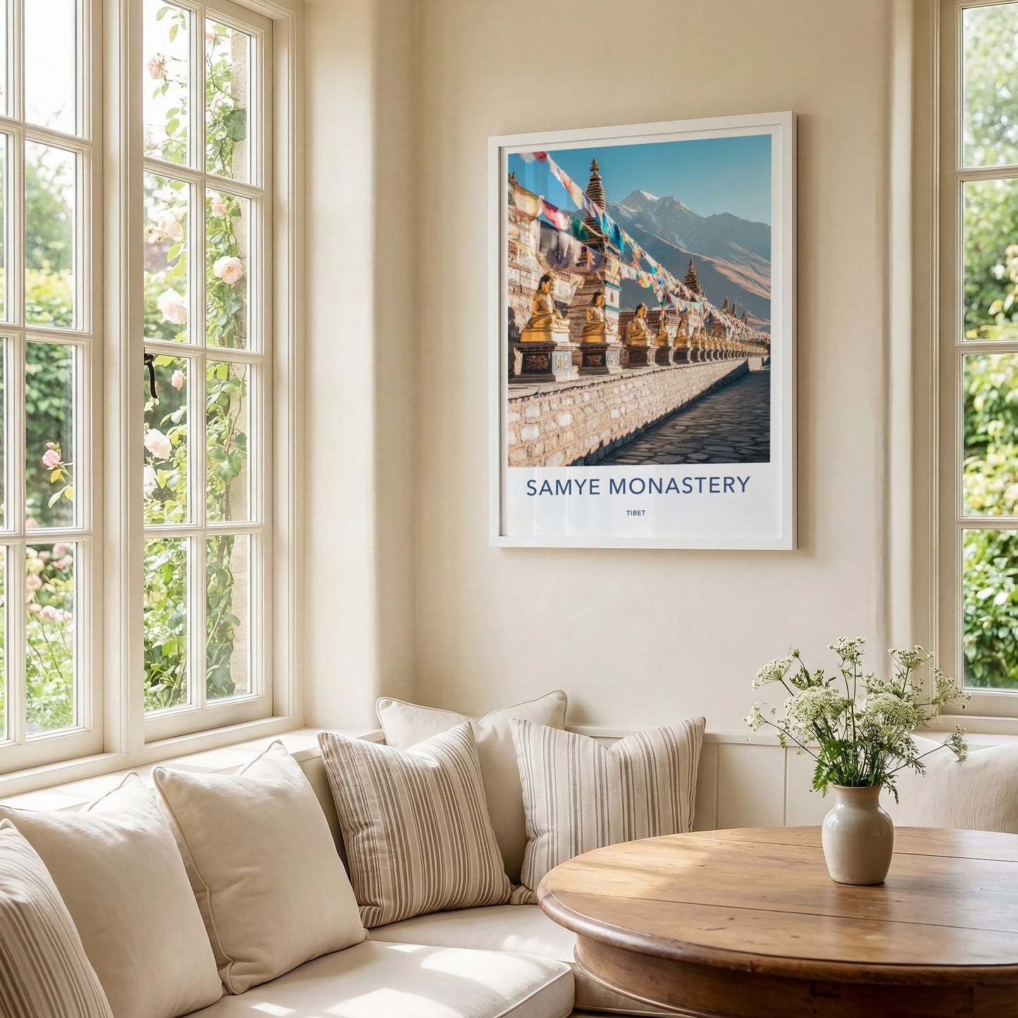 Samye Monastery Poster - Tibet Travel Art - Golden Buddha Statues Home Decor