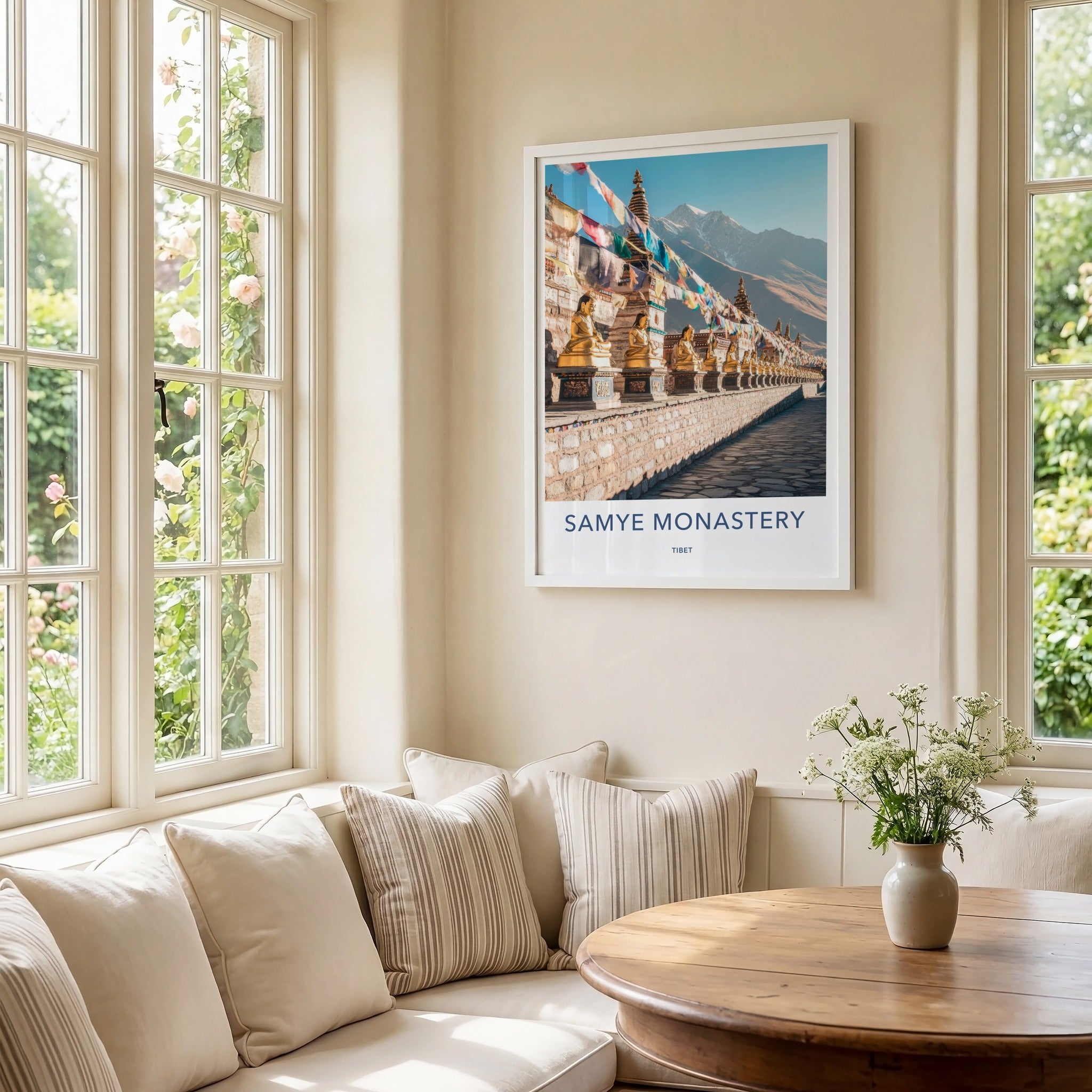 Samye Monastery Poster - Tibet Travel Art - Golden Buddha Statues Home Decor