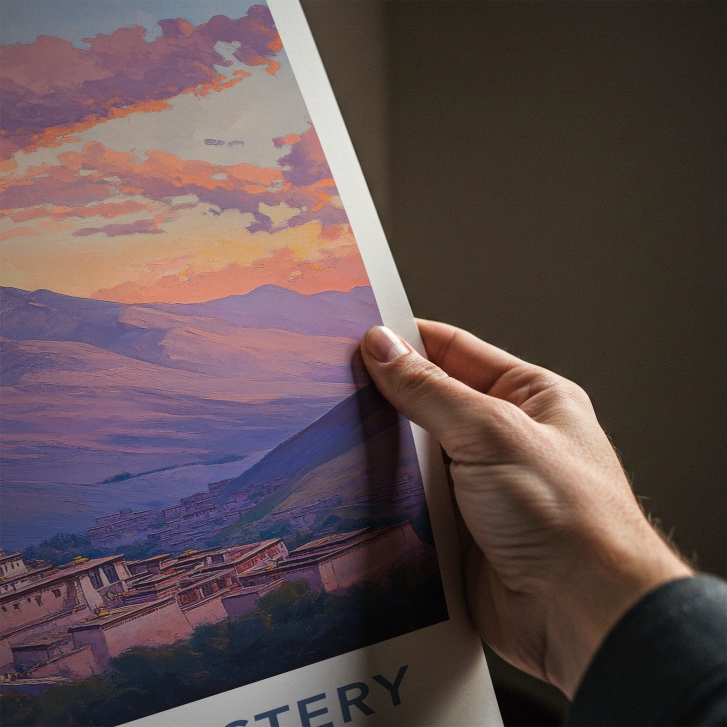 Samye Monastery Poster - Tibet Travel Art - Monastery Mountain Sunset Wall Decor