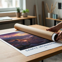 Samye Monastery Poster - Tibet Travel Art - Sunset Mountain Monastery Home Decor