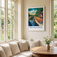 San Antonio Poster - Texas Travel Art - Lively Riverwalk City Home Decor