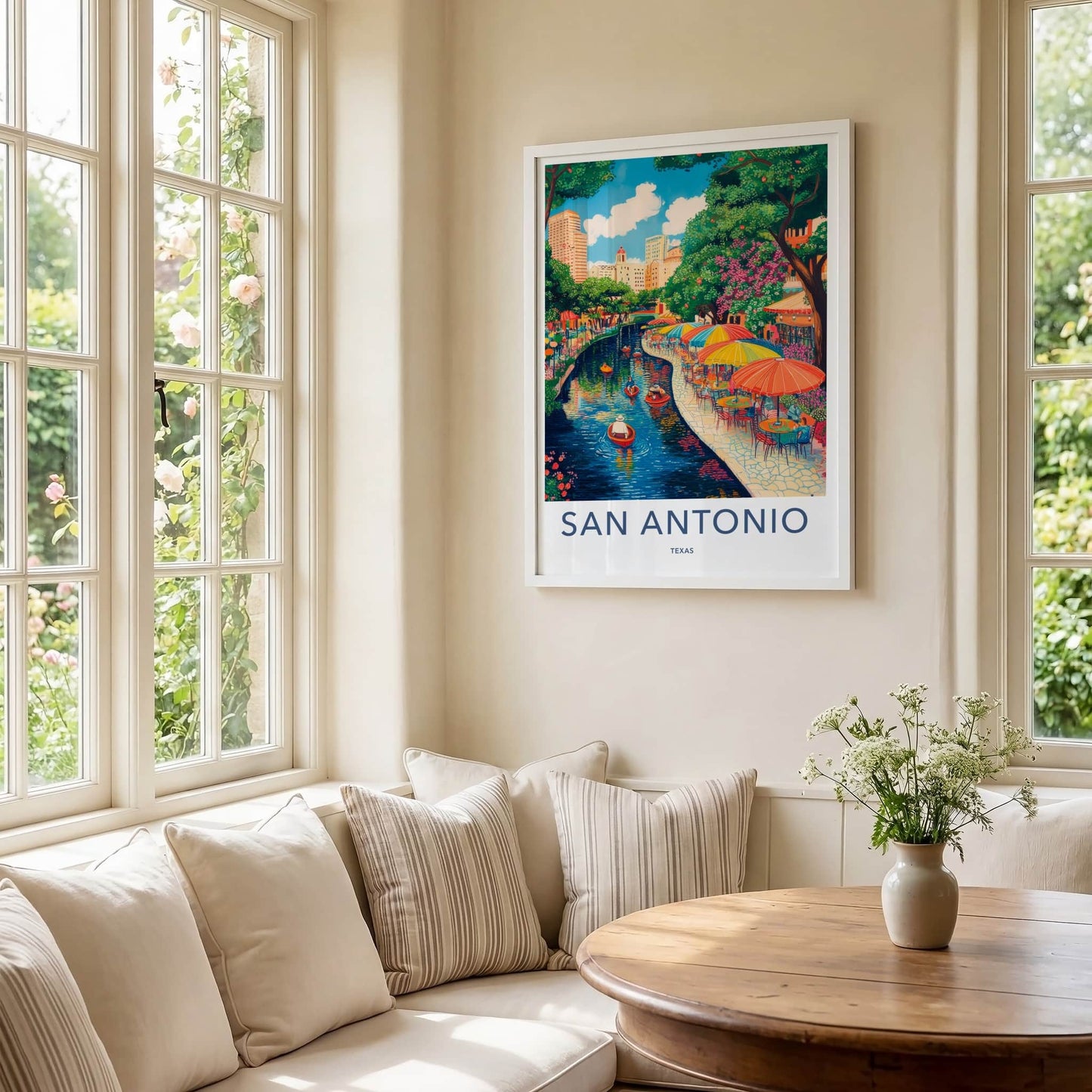 San Antonio Poster - Texas Travel Art - Lively Riverwalk City Home Decor