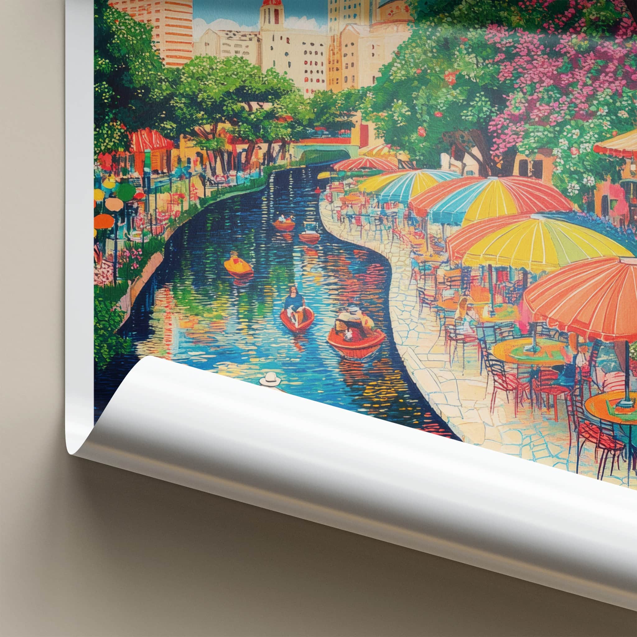 San Antonio Poster - Texas Travel Art - Lively Riverwalk City Home Decor
