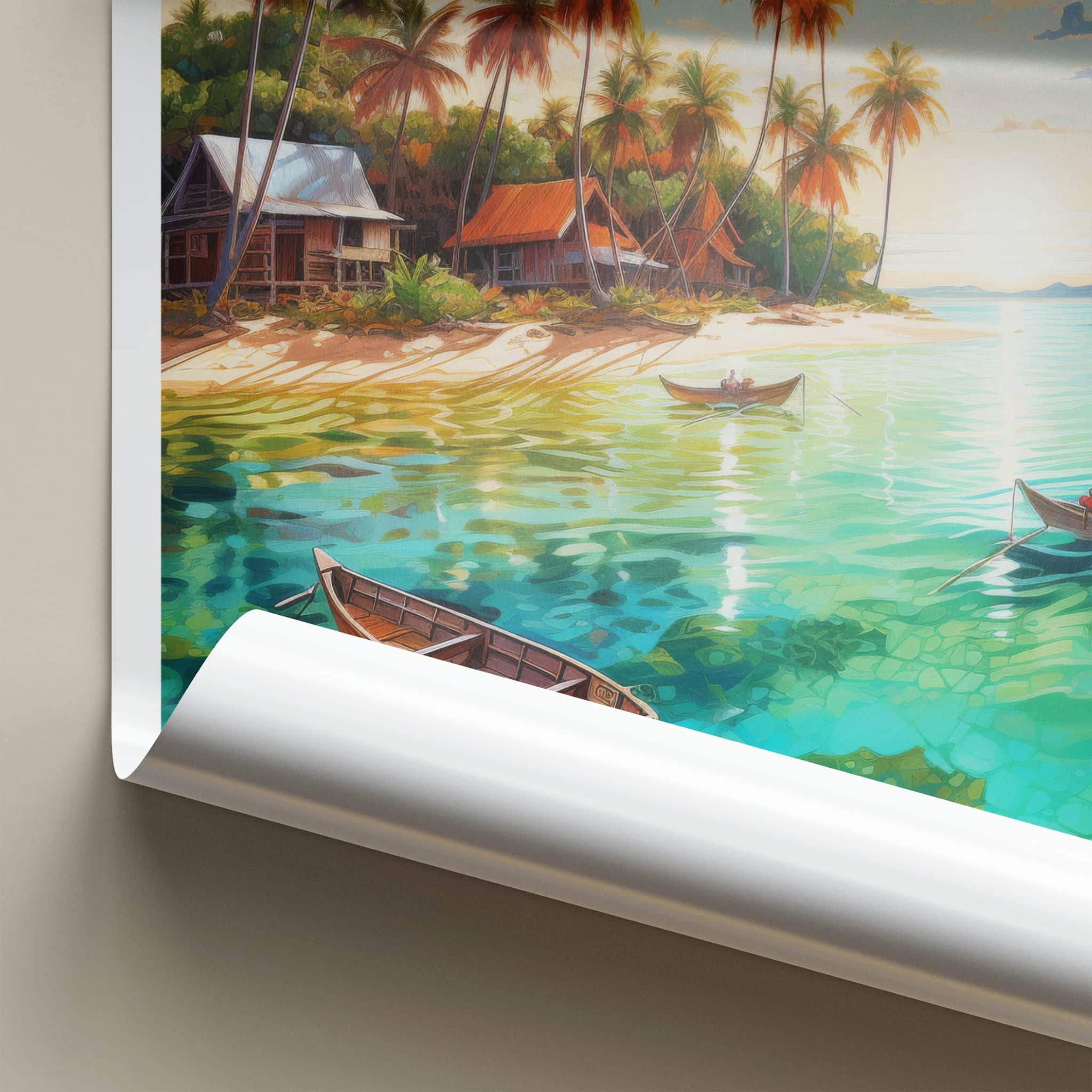 San Blas Poster - Panama Travel Art - Tropical Beach Huts Home Decor