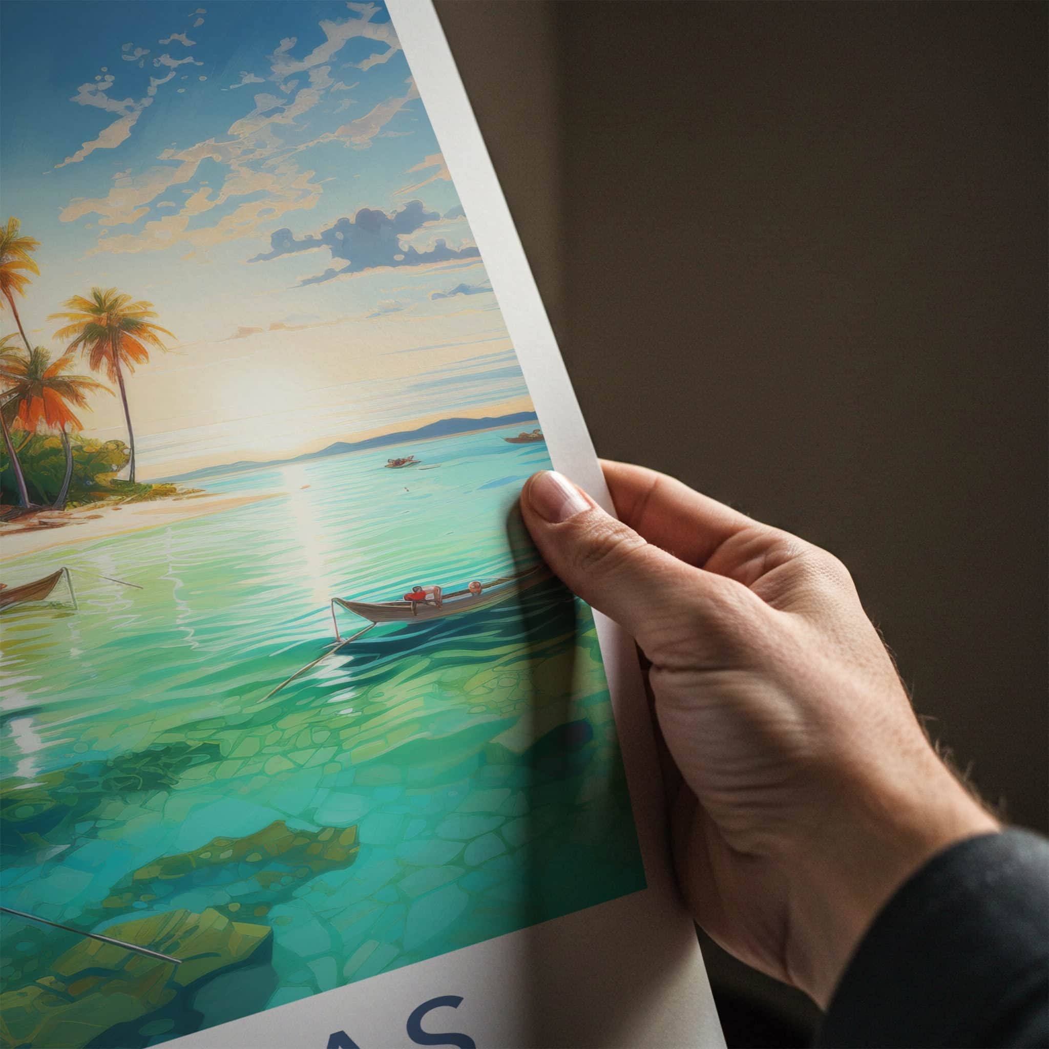 San Blas Poster - Panama Travel Art - Tropical Beach Huts Home Decor