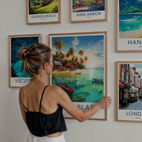 San Blas Poster - Panama Travel Art - Tropical Beach Huts Home Decor